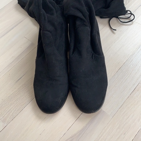 Saks Fifth Avenue Microsuede Black Over The Knee Tall Boots - Picture 8 of 8